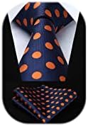 HISDERN Dot Ties for Men Wedding Tie Handkerchief Formal Business Necktie & Pocket Square Set