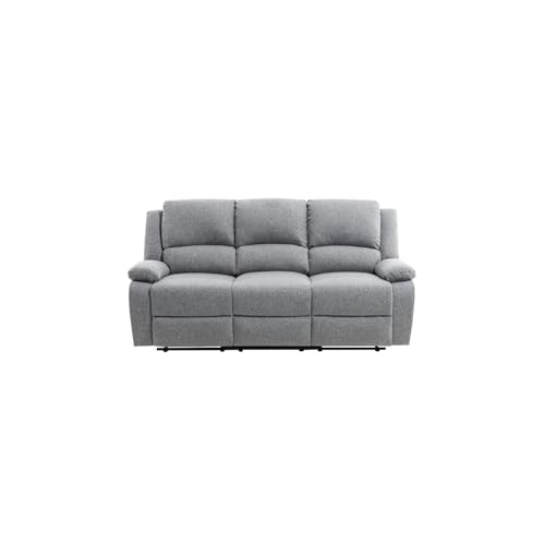 LOUNGITUDE - DETENTE - Canapé de Relaxation - Manuel - 3 Places - Inclinaison réglable - en Tissu - Gris Clair -L193cm