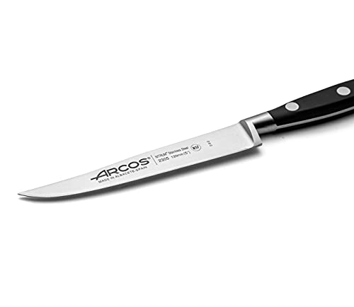 Miniatura 3 de Arcos Cuchillo Carne 130 Mm Y 5 Pulgadas Con Hoja Acero Inoxidable 130 Mm, Cuchillo Cocina Profesional Cortar Una Variedad Alimentos, Mango Ergonómico Polioximetileno Pom, Serie Riviera, Color Negro