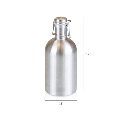 Growler de cerveja de aço inoxidável 1,8 l da Legacy – uma marca Picnic Time, acabamento prata