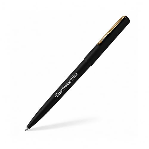 Image of SAVRI Personalized Parker Matt Black Ballpoint Pen - Name Engraved, Golden Clip - Customized Gift for men, women, teachers, professors, employees | wedding, birthday, corporate, or New Year gifts