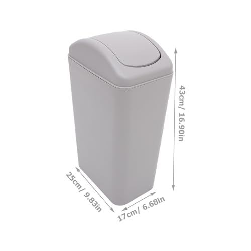 Caneca de basura rectangular pequeña con tapa gris miniatura 2