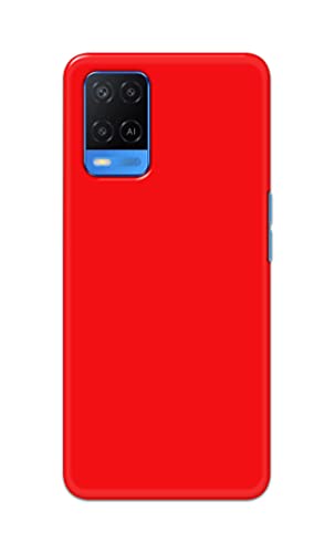 Image of PRINTFIDAA Printed Hard Back Cover Case for Oppo A54 4G Back Cover (Plain Red) -1803