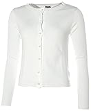  Bekleidung Bruno Banani Damen Strickjacke Cardigan Perlenknöpfe (48-50, Wollweiß)