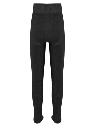 JanJean Kids Girls Ribbed Fleece-Lined Pantyhose Ballet Dance Tights Solid Color Footed Leggings Stockings School3