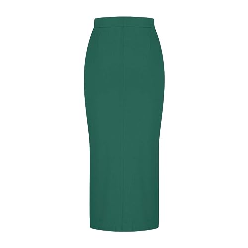 Pencil Midi Skirt for Women 2024 Summer Casual Trendy High Waist Solid Color Stretchy Bodycon Skirts with Side Slit3