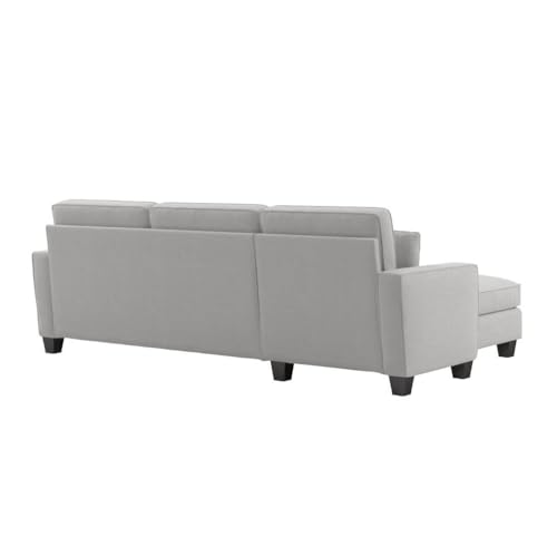 Image of Torque - Moscow 4 Seater Mini L Shape Fabric Sofa Set (Left Side, Light Grey) for Living Room, Bedroom, Home, Office Furniture | 1 Year Warranty.