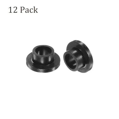 Kozelo 12 Stück Nylon-Flanschbuchsen [8mm Bohrung x 10,9mm Außendurchmesser x 7,4mm Länge] Nylon-Kunststoffbuchsen für Welle, schwarz