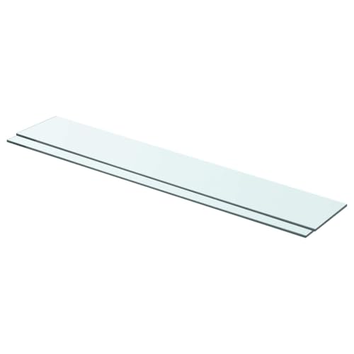 Image of 2-Pack Tempered Glass Wall Shelves 31.5x4.7 in Clear Floating Shelves for Bathroom Bedroom Living Room Display & Storage 33 lbs Capacity No Hardware