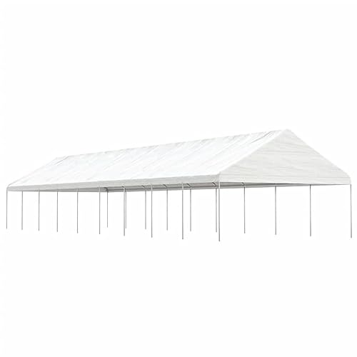 prissent Cenador con techo de polietileno de 20,07 x 5,88 x 3,75 m, color blanco, cenador de terraza, carpa para fiestas, cenador de exterior, jardín, cenador de exterior, impermeable, anti UV, ideal