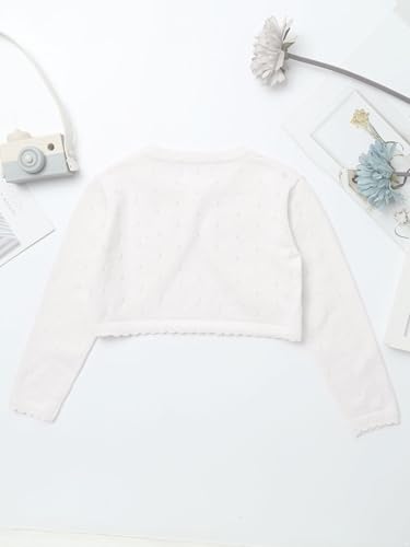 Kids Girls Long Sleeve Knit Bolero Cardigan Shrug Dress Coat Cropped Sweater Jacket Flower Girls Dress Cover Up4