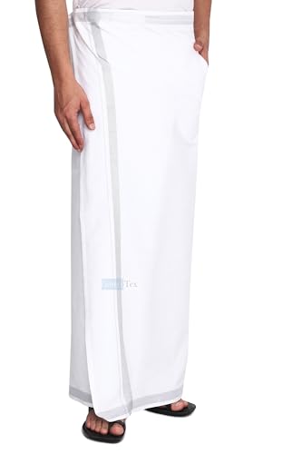 Gowri Tex Men's 100% Pure Cotton Velcro Dhoti With stickable Flexible and Adjustable Size with Pocket for Men pack of 1