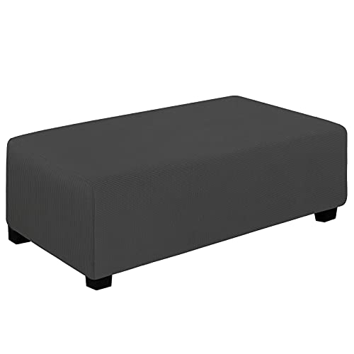 Easy-Going Stretch Ottoman Cover Folding Storage Stool Furniture Protector Soft Rectangle slipcover with Elastic Bottom (XX-Large,Dark Grey)