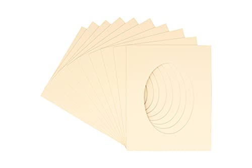 CountryArtHouse Cream Acid Free 11x14 Oval Picture Frame Mat with White Core Bevel Cut for 9x12 Pictures - Fits 11x14 Frame - Pack of 25 Matboards