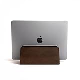 Colby & Co Walnut Vertical Laptop Stand with Felt Lining – Space-Saving Desk Storage for MacBook & Laptops