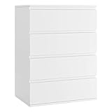 4 Drawer Cabinet Storage Chest File Organizer Accent Wood Frame for Home Office Entryway, 23.62L x 15.75W x 31.5H in, White