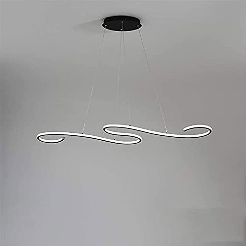 LED Pendant Light Modern Dimmable 72W 1 Linear Chandelier LED Acrylic Pendant Chandeliers Lighting Contemporary Dining Table Entry Kitchen Island with Remote Hanging Light (Black)