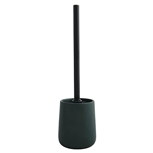MSV - Scopino per WC MAONIE con Supporto in Ceramica - Setole Resistenti all'Usura - Design Classico ed Elegante - 10,4 x 38,8 cm - Verde Scuro Opaco - Autoportante - Porta scopino WC Non Fisso