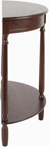 Decor Therapy Simplify Half Round Accent Table, Walnut, 28.25w 11.8d 28.25h