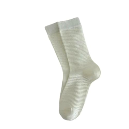 ZERAOKE 5 Pair Women Solid Color Casual Comfort Breathable Sports Socks-White-US 5-7.5,EU 35-39
