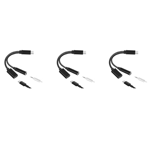 URCET 3X Type C - 3.5mm�[�d�I�[�f�B�I�A�_�v�^�[ 2 In 1 USB C�X�v���b�^�[ �w�b�h�t�H��AUX�I�[�f�B�I�P�[�u�� �X�}�[�g�t�H���p�X�v���b�^�[