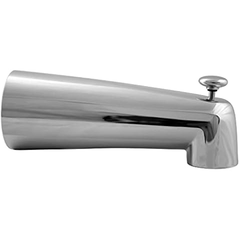 Westbrass A507D-1F-26 7" Reach Wall Mount Tub Spout with Diverter, Polished Chrome Cover