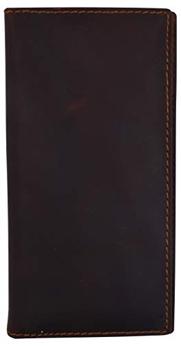 Funda de piel auténtica para chequera en tus viajes de negocios Marshal 156-cr marrón vintage