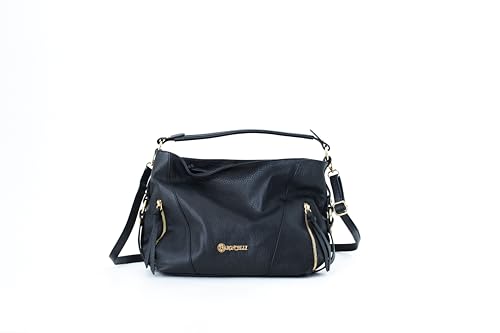 Image of Baroncelli Medium Italian Leather Tote Bag for Women - Pebbled Genuine Leather Handbag with Zipper - Made in Italy