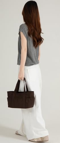 Designer Tote Bag with Zipper Small Tote Bags for Women Canvas Messenger Bag Chic Crossbody Bags Satchel Shoulder Handbag4