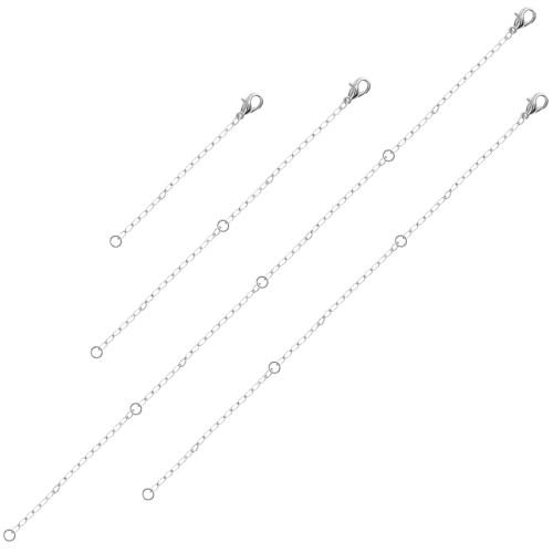 4pcs Necklace Extender Silver 2/4/6/8 Inches Necklace Clasp Extender Chain Extenders for Necklaces Bracelets Jewelry Making Women Men (4 Sizes)
