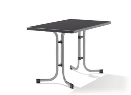Sieger 233/A Boulevard-Klapptisch mit mecalit-Pro-Platte 115 x 70 cm, Stahlrohrgestell graphit, Tischplatte Schieferdekor anthrazit