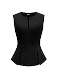 PRETTYGARDEN Women's 2026 Summer Vest Tops Business Casual Going Out Outfits Sleeveless Zip Up Dressy Tank Top Suit Waistcoat (Black,X-Large)