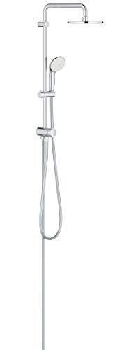 GROHE Tempesta System 200 Flex Shower System | With Diverter For Wall Mounting | 200mm Head Shower with 15 Rotation Angle / 100mm Hand Shower with 4 Sprays | Chrome | 2738900F