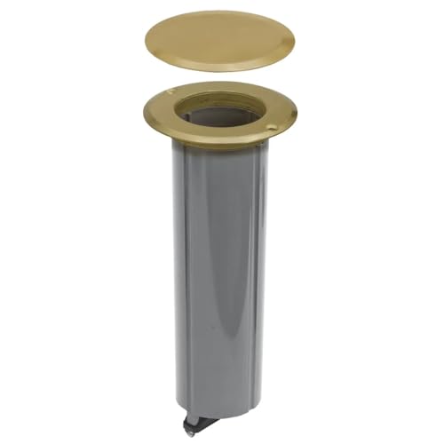 RACO 6RF151SR Round Nonmetallic Drop-in Floor Box Kit Single Tamper Resistant 15A 125V Receptacle and 2-1/2-Inch Hole Saw Includes Flange Brass