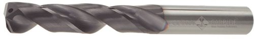 55644 BlackMamba Micro Grain Solid Carbide 8XD Coolant Fed Hi-Performance Long-Length Drill Bit, TiAlN Coated, Round Shank, Spiral Flute, 140 Degrees Split Point Angle, 27/64" Size, 6-1/2" Length (Pack of 1)