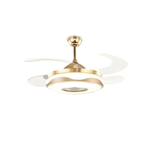 GAOJUNAN Moderno Creativo Ventilador de Techo Ventilador De Techo LED De 3 Colores, Luz Romántica con Control Remoto, Aspas Retráctiles, Luz para Comedor, Moderno Y Silencioso Comedor Luz(42 Inches)