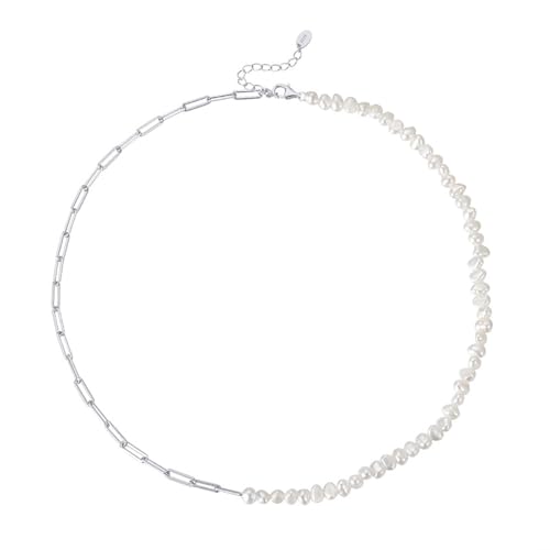 Collier ras du cou femme pour mariage en argent et perles dorées
