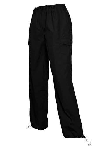 Awesome21 Women's Women's Cargo Nylon Wide Leg Parachute Pants2