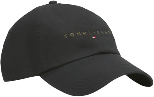 Tommy Jeans Gorra Hombre Linear con Logotipo, Negro (Black), Talla Única