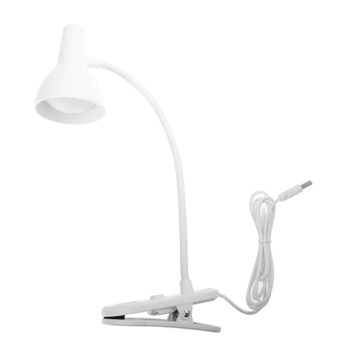 DECOMELODY Lampe de Bureau à Pince USB Blanche Lampe de Lecture Étudiante Lumière de Protectrice pour Yeux Décoration Intérieure Polyvalente