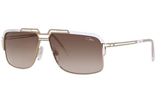 Cazal Legends Cazal 9103 004 Sunglasses White/Gold/Brown Gradient Rectangle Shape 61mm Lens-61 Bridge-12 B-43 ED-65 Temple-140