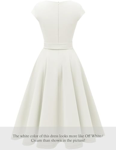 DRESSTELLS Cocktail Dress for Women, White Graduation Prom Dress for Teen, Formal Wedding Guest Dress,Summer Vintage Tea Party Dress 2024 White L