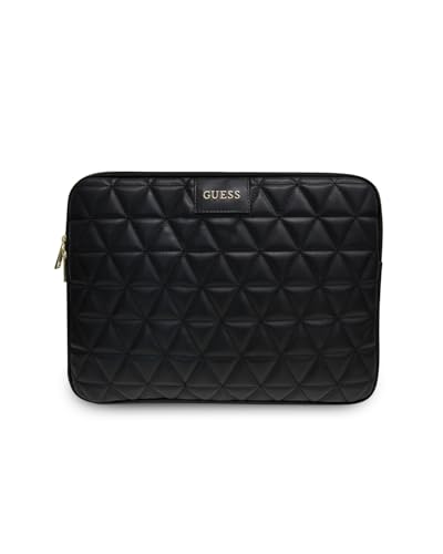 Image of CG MOBILE Guess 13-Inch Laptop Sleeve Case Official Licensed Grained Quilted 4G PU Leather | Stylish Protective Laptop /MacBook Bag for Men & Women - Black