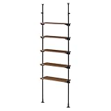 ぼん家具 つっぱりラック 幅70×奥行24×高さ195～276cm 壁面収納 つっぱり 棚 ウォールラック 可動棚板 リビング ウォールナット×ブラック