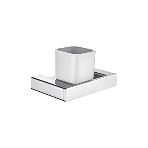 Ibergrif Plinto, Eckig Becherhalter, Badezahnputzbecher-Set zur Wandmontage, Silber