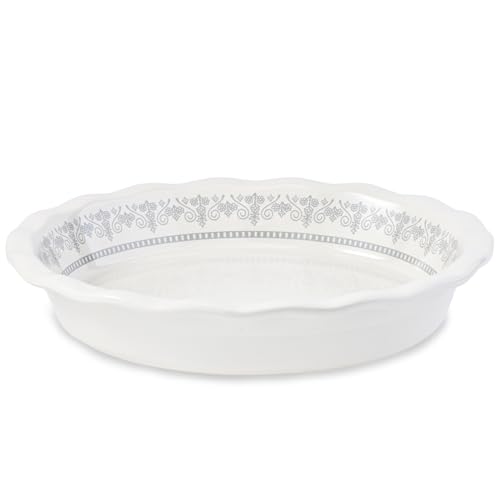 Lunaicorn Ceramic Pie Pans for Baking, 9 Inch Porcelain Pie Pan Pie Dish, Round Pie Plate for Apple Pie, Quiche, Pot Pies, Tart(White) by Lunaicorn - Used condition - US$13.30