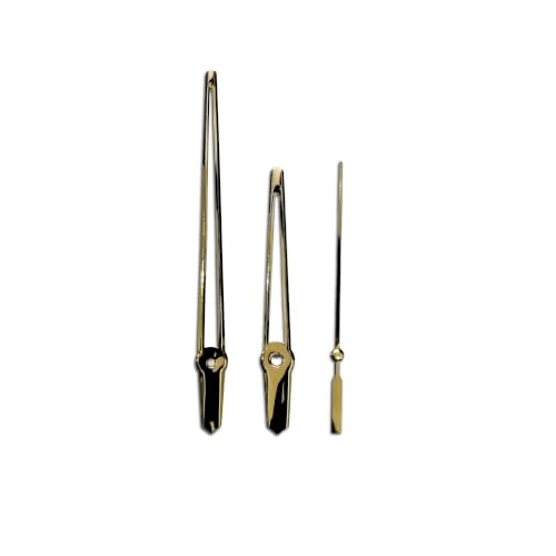Image of Glossy Gold Metal Clock Hands Replacement Set - Modern Metallic Golden Needles for DIY Wall Clock Making, Resin Art & Crafts (Set of 1) (New 14x16 Gold Small)