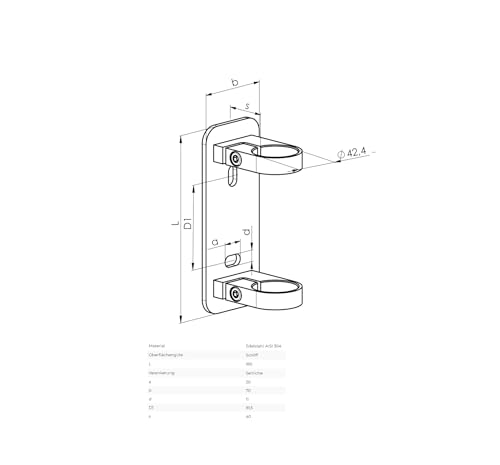 Ancrage mural en acier inoxydable robuste support poteau V2A 180x70 cm - 2