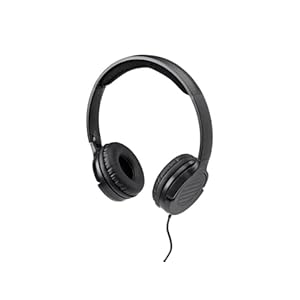 Monoprice Hi-Fi Lightweight On-Ear Headphones – with in-Line Play/Pause Controls and Built-in Microphone, Black