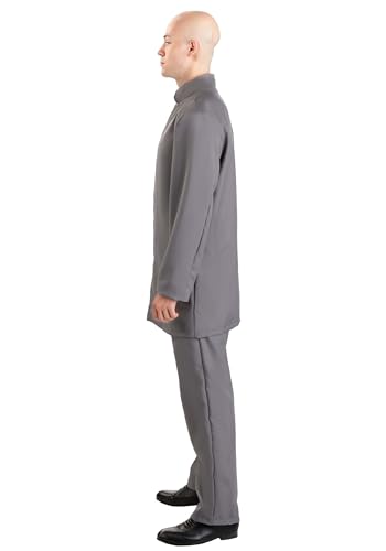 Adult Dr. Evil Costume | Men's Deluxe Gray Suit with Mandarin Collar Jacket and Pants | Iconic Villain Outfit